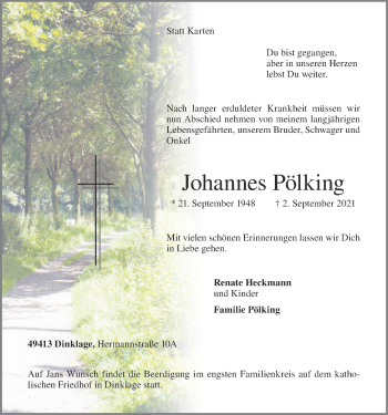 Anzeige von Johannes Pölking von OM-Medien