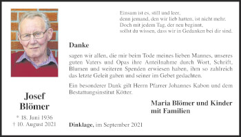 Anzeige von Josef Blömer von OM-Medien