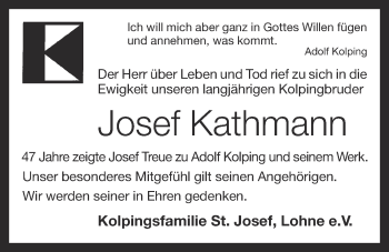 Anzeige von Josef Kathmann von OM-Medien