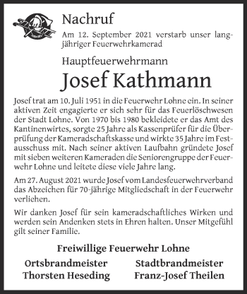 Anzeige von Josef Kathmann von OM-Medien