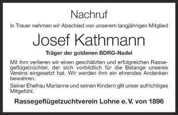 Anzeige von Josef Kathmann von OM-Medien