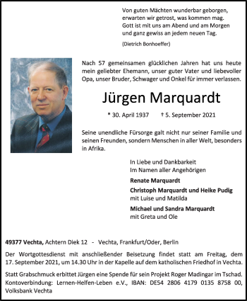 Anzeige von Jürgen Marquardt von OM-Medien