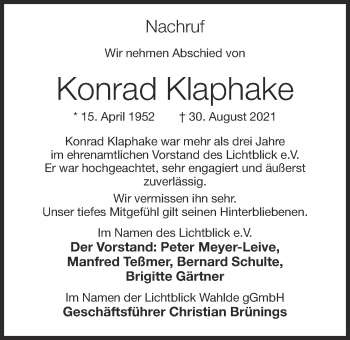 Anzeige von Konrad Klaphake von OM-Medien