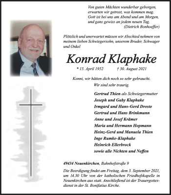 Anzeige von Konrad Klaphake von OM-Medien