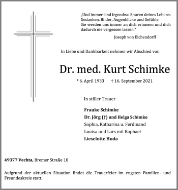 Anzeige von Kurt Schimke von OM-Medien