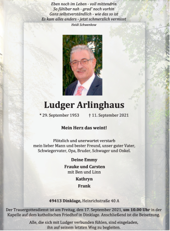 Anzeige von Ludger Arlinghaus von OM-Medien