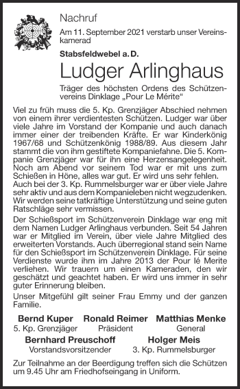 Anzeige von Ludger Arlinghaus von OM-Medien