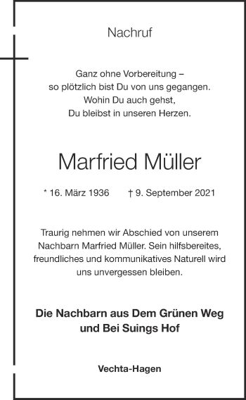 Anzeige von Marfried Müller von OM-Medien