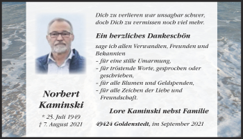 Anzeige von Norbert Kaminski von OM-Medien