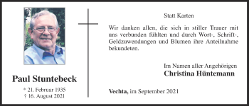 Anzeige von Paul Stuntebeck von OM-Medien