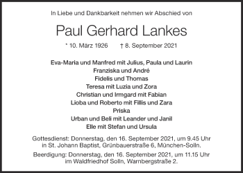 Anzeige von Paul Gerhard Lankes von OM-Medien