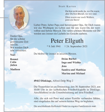 Anzeige von Peter Ellguth von OM-Medien