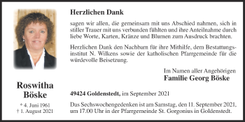 Anzeige von Roswitha Böske von OM-Medien