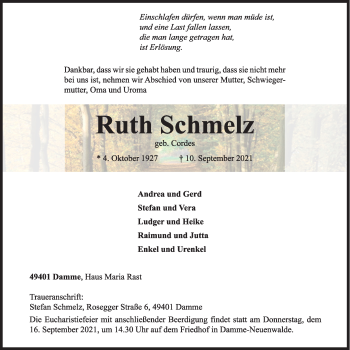 Anzeige von Ruth Schmelz von OM-Medien