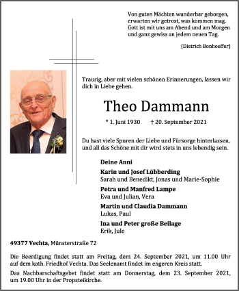 Anzeige von Theo Dammann von OM-Medien