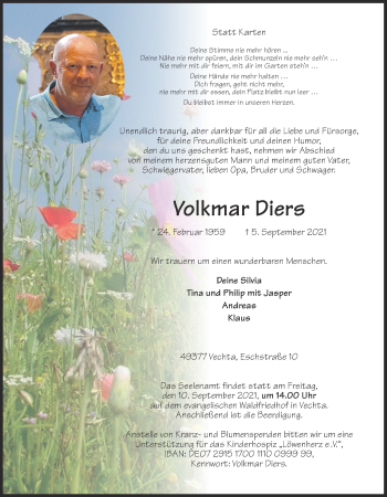 Anzeige von Volkmar Diers von OM-Medien