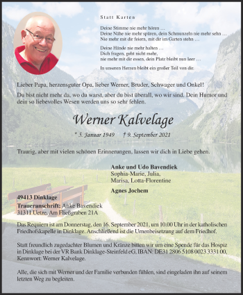Anzeige von Werner Kalvelage von OM-Medien