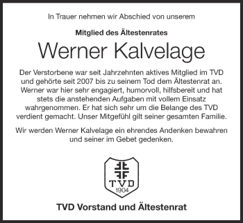 Anzeige von Werner Kalvelage von OM-Medien