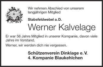 Anzeige von Werner Kalvelage von OM-Medien