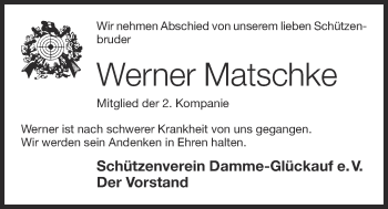 Anzeige von Werner Matschke von OM-Medien