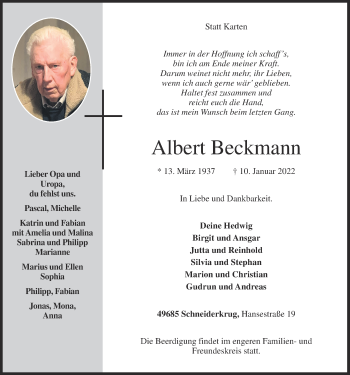 Anzeige von Albert Beckmann von OM-Medien