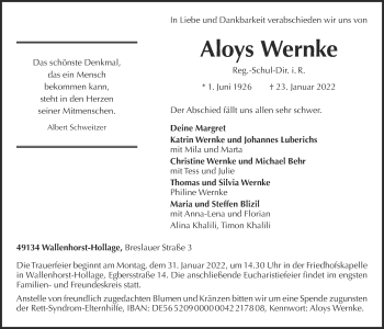 Anzeige von Aloys Wernke von OM-Medien