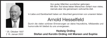 Anzeige von Arnold Hesselfeld von OM-Medien