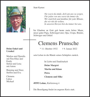 Anzeige von Clemens Prunsche von OM-Medien