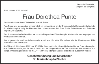 Anzeige von Dorothea Punte von OM-Medien