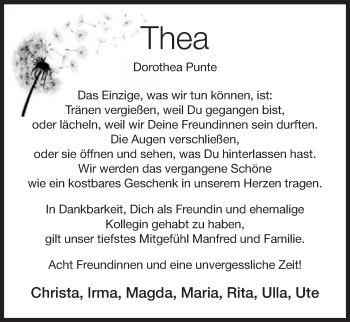 Anzeige von Dorothea Punte von OM-Medien