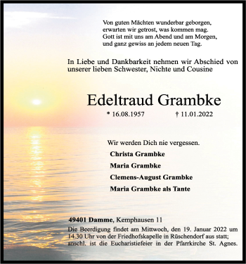 Anzeige von Edeltraud Grambke von OM-Medien