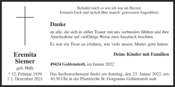 Anzeige von Eremita Siemer von OM-Medien