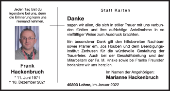 Anzeige von Frank Hackenbruch von OM-Medien