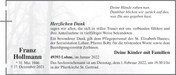 Anzeige von Franz Hollmann von OM-Medien