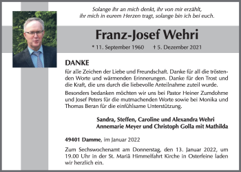 Anzeige von Franz-Josef Wehri von OM-Medien