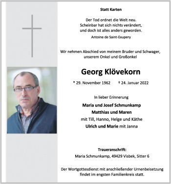 Anzeige von Georg Klövekorn von OM-Medien