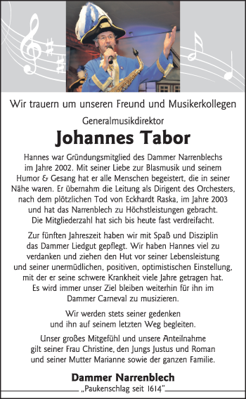 Anzeige von Hannes Tabor von OM-Medien