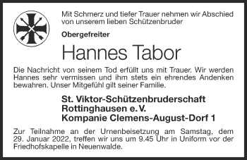 Anzeige von Hannes Tabor von OM-Medien