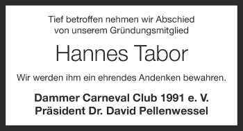 Anzeige von Hannes Tabor von OM-Medien