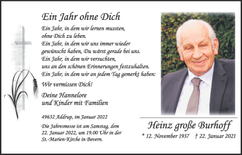 Anzeige von Heinz grosse Burhoff von OM-Medien