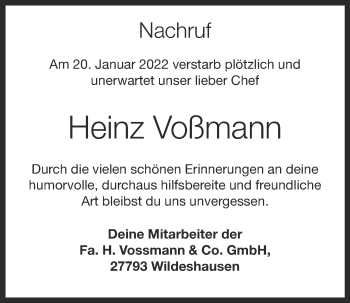 Anzeige von Heinz Voßmann von OM-Medien