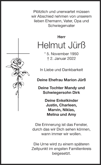 Anzeige von Helmut Jürß von OM-Medien