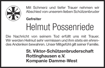 Anzeige von Helmut Possenriede von OM-Medien