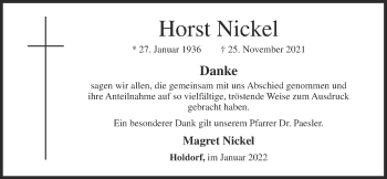 Anzeige von Horst Nickel von OM-Medien