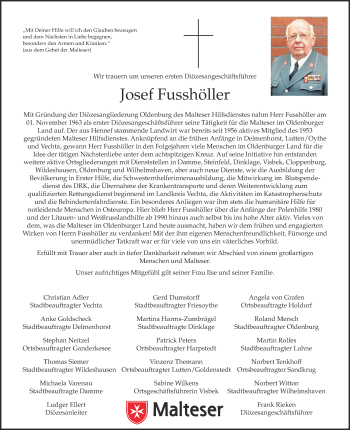 Anzeige von Josef Fusshöller von OM-Medien