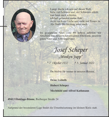 Anzeige von Josef Scheper von OM-Medien
