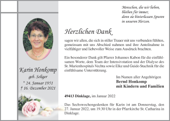 Anzeige von Karin Honkomp von OM-Medien
