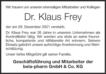 Anzeige von Klaus Frey von OM-Medien