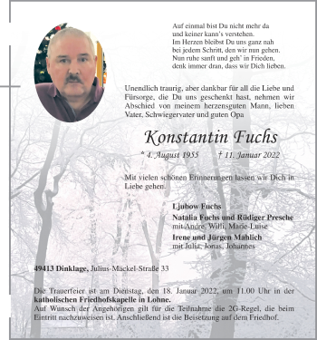 Anzeige von Konstantin Fuchs von OM-Medien