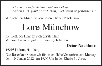 Anzeige von Lore Münchow von OM-Medien